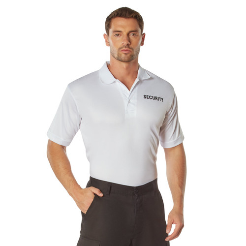 Rothco Moisture Wicking Security Polo Shirt (Color: White W/ Black Lettering, Size: XL)