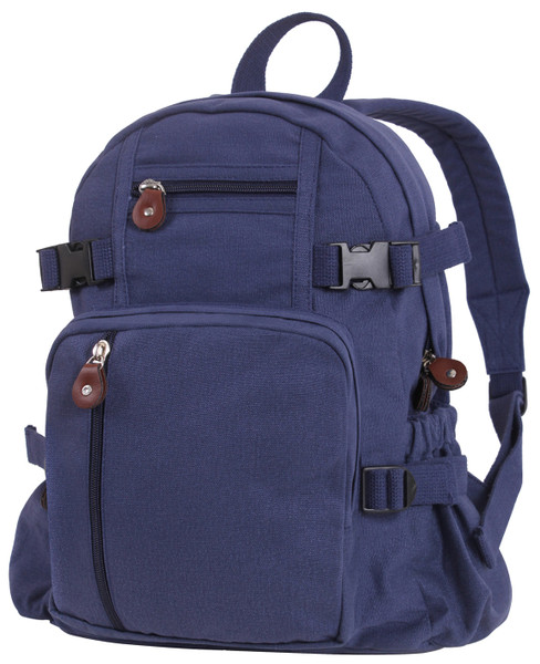 Rothco Vintage Canvas Compact Backpack (Color: Navy Blue)