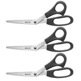 Value Line Stainless Steel Shears Value Pack, 8" Long, 3.5" Cut Length, Crane-style Black Handle, 3/pack