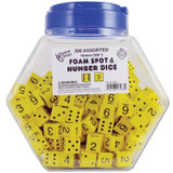 Foam Spot & Number Dice, Yellow, 16mm, Tub of 200