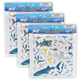 Foam Stickers - Sharks -132 Per Pack - 3 Packs