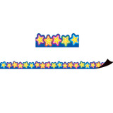 Magnetic Borders, Neon Stars, 24 Feet Per Pack, 3 Packs