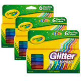 Glitter Markers, 6 Per Box, 3 Boxes