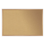 Natural Cork Bulletin Board With Frame, 48.5 X 48.5, Tan Surface, Oak Frame