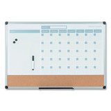 3-in-1 Planner Board, 24 X 18, Tan/white/blue Surface, Silver Aluminum Frame