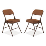 3200 Series Premium Fabric Dual-hinge Folding Chair, Supports Up To 300 Lb, Gold Seat, Gold Back, Brown Base, 2/carton