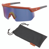 Skullerz Aegir Anti-scratch/enhanced Anti-fog Safety Glasses, Orange Frame, Blue Mirror Polycarb Lens