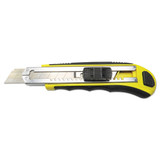 Rubber-gripped Retractable Snap Blade Knife, 4" Blade, 5.5" Plastic/rubber Handle, Black/yellow