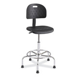 Workfit Economy Industrial Chair, Supports Up To 400 Lb, 22" To 30" Seat Height,  Black Seat, Black Back, Silver Base