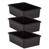 Black Large Plastic Storage Bin, Pack of 3