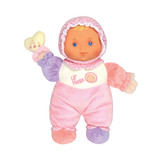 Lil' Hugs Baby's First Soft Doll, Vinyl Face, Pastel Outfits with Rattle, 12" Caucasian