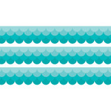 Painted Palette Ombre Turquoise Scallops EZ Border, 48 Feet Per Pack, 3 Packs