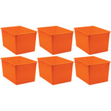 Plastic Multi-Purpose Bin, Orange, Pack of 6