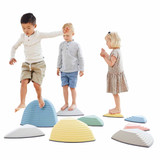 River Stones & Hilltops Combo Set - The Original Non-Slip Stepping Stones for Kids - Balance, Coordination, Motor Skills - Nordic Colors - Set of 9