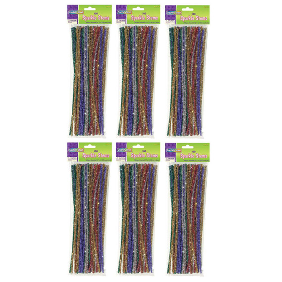 Jumbo Sparkle Stems, Assorted Colors, 12" x 6 mm, 100 Per Pack, 6 Packs