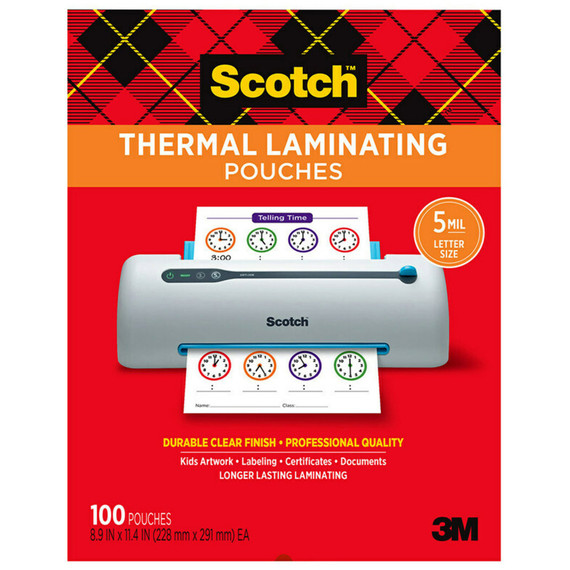 Laminating Pouches, 5 Mil, 9" X 11.5", Gloss Clear, 100/pack - MMMTP5854100