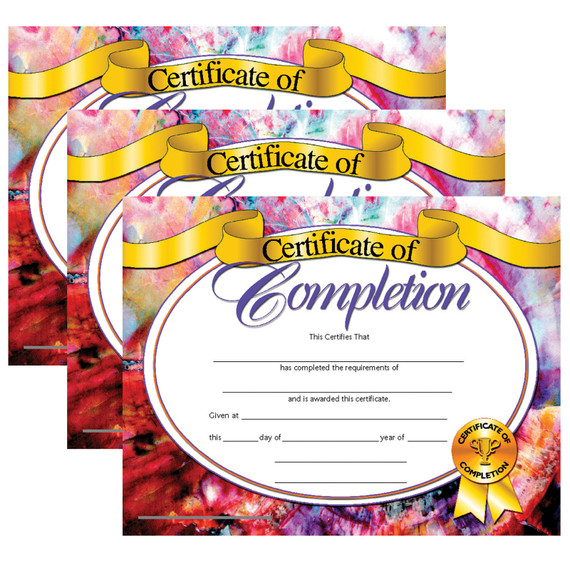 Certificate of Completion, 8.5" x 11", 30 Per Pack, 3 Packs - H-VA624-3