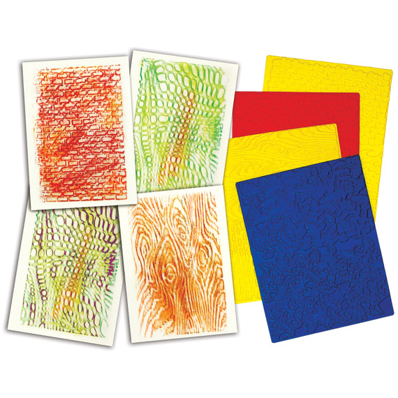 Texture Rubbing Plates, 4 Per Pack, 2 Packs