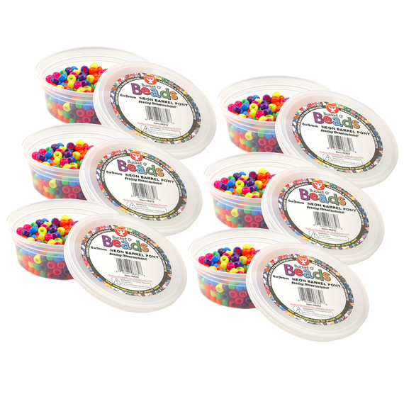Bucket O Beads, Neon Barrel, 6 x 9 mm, 375 Per Pack, 6 Packs