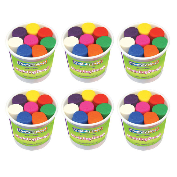 Modeling Dough, 8 Assorted Colors, 4 oz. Per Piece, 8 Pieces Per Pack, 3 Packs