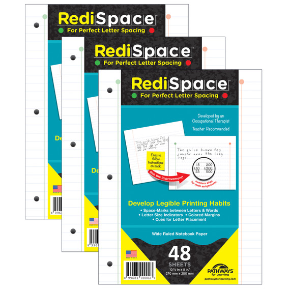 RediSpace Notebook Filler Paper, 48 Sheets Per Pack, 3 Packs