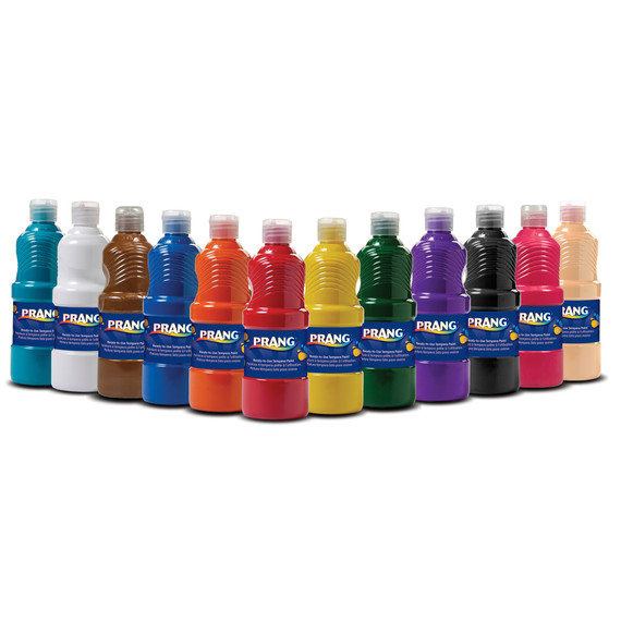 Ready-to-use Tempera Paint, 12 Assorted Colors, 16 Oz Bottle, 12/pack