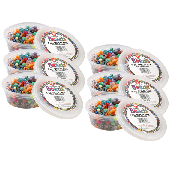 Bucket O Beads, Multi-Mix, Asstd Sizes, 4 oz Per Pack, 6 Packs