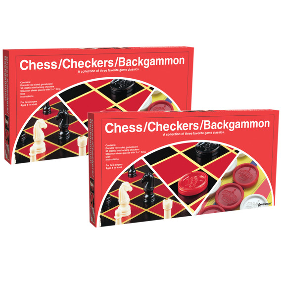 Chess/Checkers/Backgammon Board Game, Pack of 2