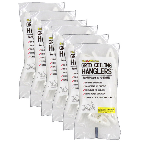 Grid Ceiling Hanglers Clothes Pin Clamps, 20 Per Pack, 6 Packs