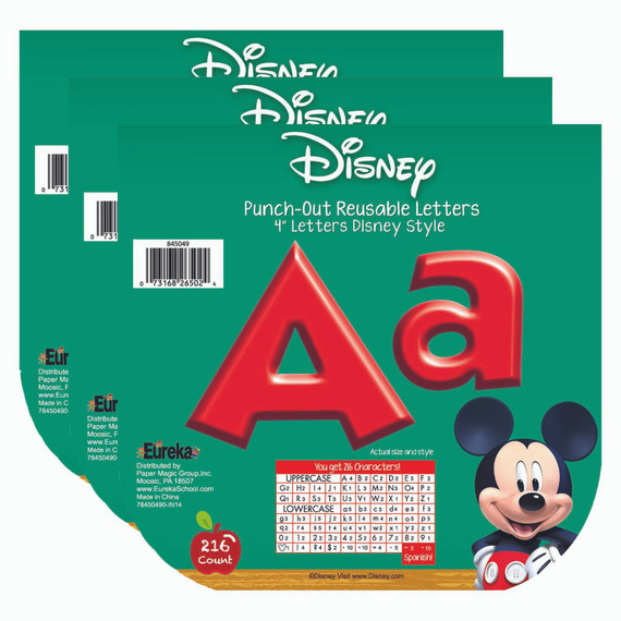 Mickey Mouse Clubhouse Mickey Red Deco 4" Letters, 216 Per Pack, 3 Packs