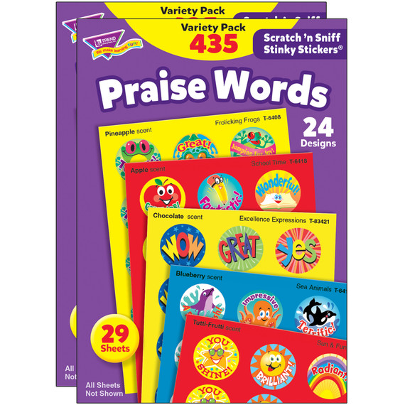 Praise Words Stinky Stickers Variety Pack, 435 Per Pack, 2 Packs