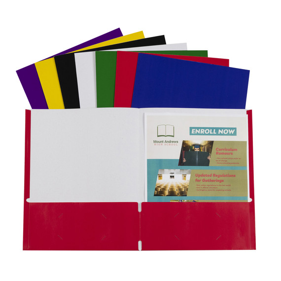 Paper Portfolio Without Prongs, Assorted, Pack of 100