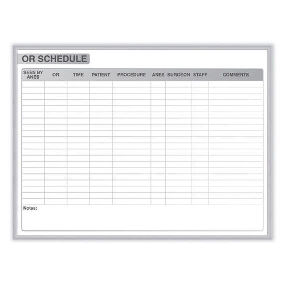 Or Schedule Magnetic Whiteboard, 48.5 X 36.5, White/gray Surface, Satin Aluminum Frame