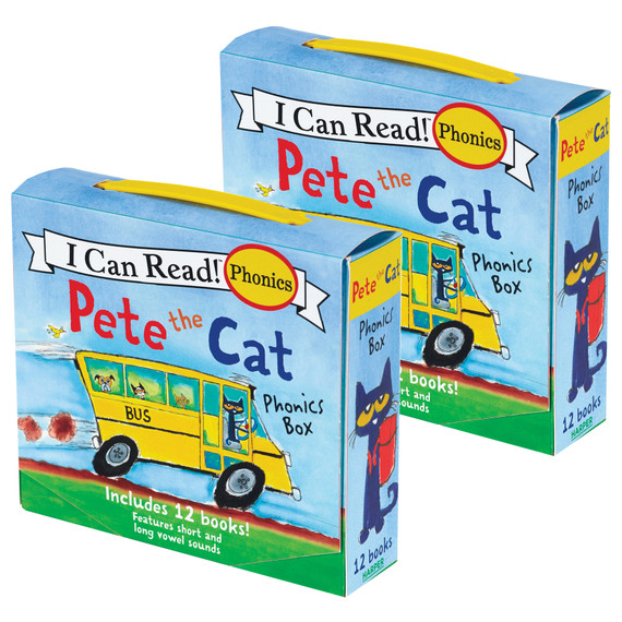 I Can Read! Pete the Cat Phonics Box, 12 Books Per Set, 2 Sets