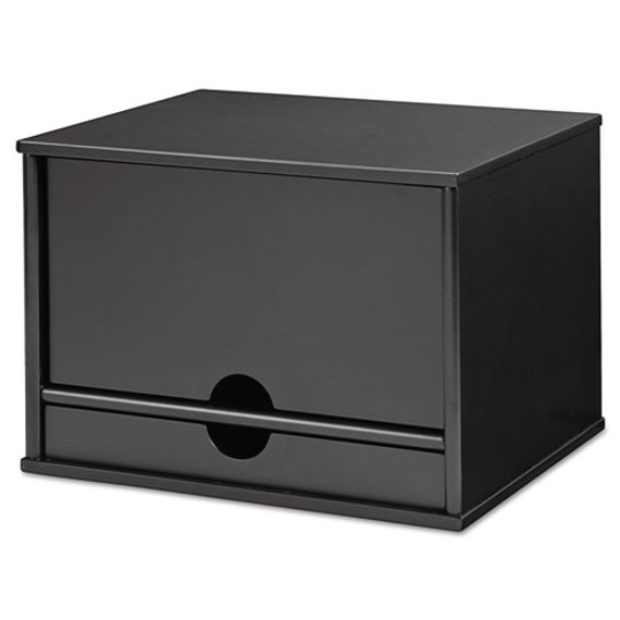 Midnight Black Collection Desktop Organizer, 5 Compartments, Mdf, 13.3 X 10.5 X 9.4, Black