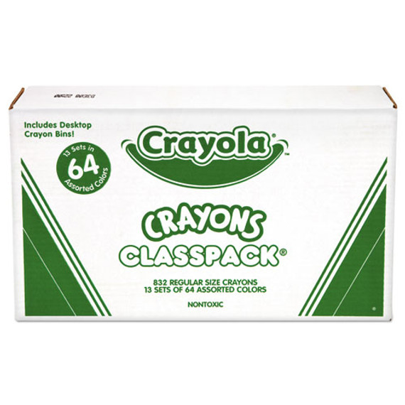 Classpack Regular Crayons, Assorted, 13 Caddies, 832/box