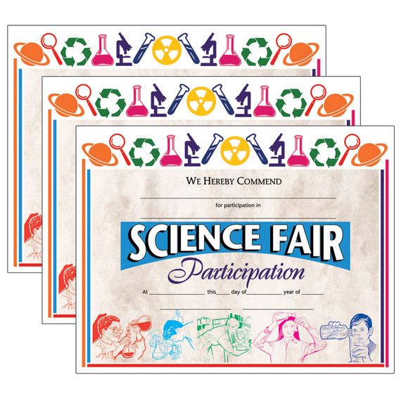 Science Fair Participation Award, 8.5" x 11", 30 Per Pack, 3 Packs