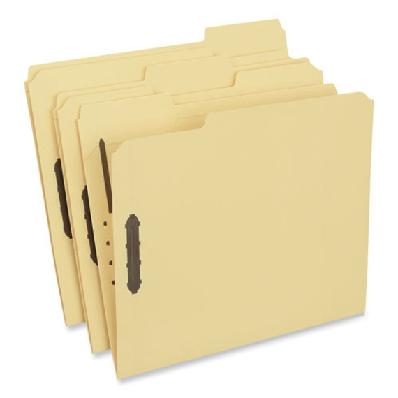 Deluxe Reinforced Top Tab Fastener Folders, 0.75" Expansion, 2 Fasteners, Letter Size, Yellow Exterior, 50/box