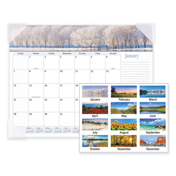 Landscape Panoramic Desk Pad, Landscapes Photography, 22 X 17, White Sheets, Clear Corners, 12-month (jan To Dec): 2024