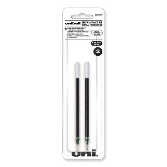 207 Impact Rt Gel Retractable Pen Refills, Bold 1 Mm Conical Tip, Black Ink, 2/pack