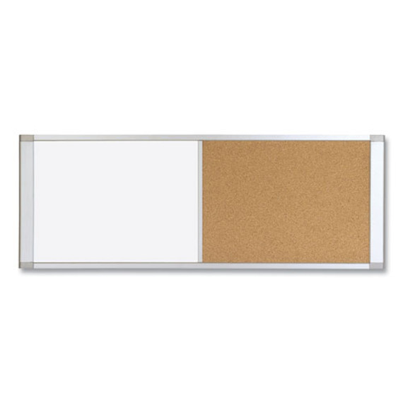 Combo Cubicle Workstation Dry Erase/cork Board, 36 X 18, Tan/white Surface, Aluminum Frame