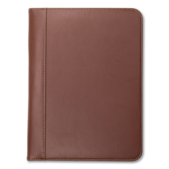 Contrast Stitch Leather Padfolio, 8 1/2 X 11, Leather, Tan