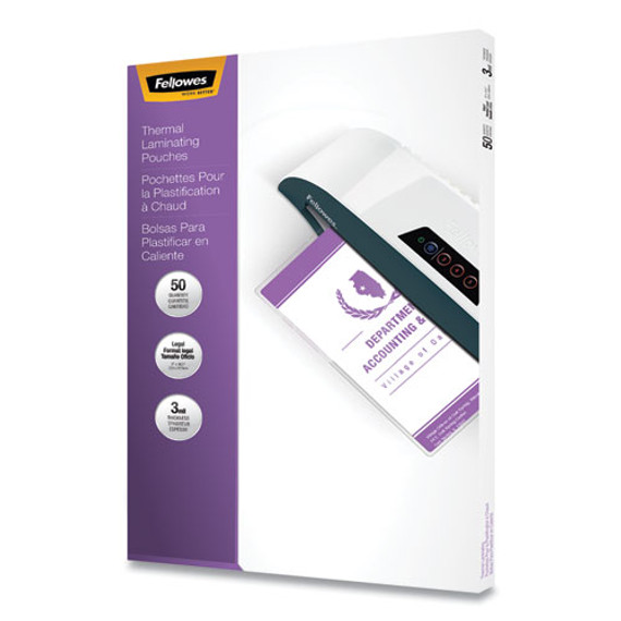 Laminating Pouches, 3 Mil, 9" X 14.5", Gloss Clear, 50/pack