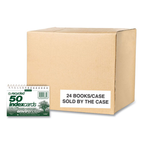 Environotes Wirebound Recycled Index Cards, Narrow Rule, 3 X 5, White, 50 Cards, 24/carton, Ships In 4-6 Business Days