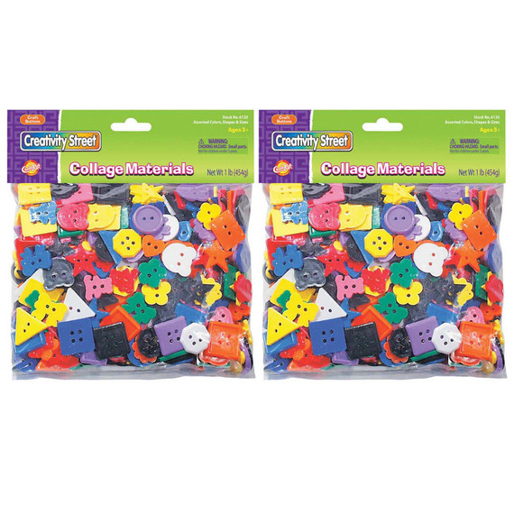 Plastic Buttons, Assorted Colors, 3/4" to 1", 1 lb. Per Pack, 2 Packs