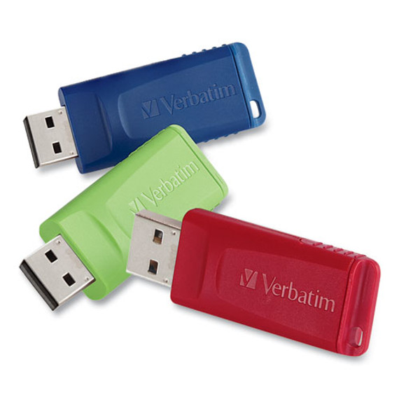 Store 'n' Go Usb Flash Drive, 4 Gb, Assorted Colors, 3/pack