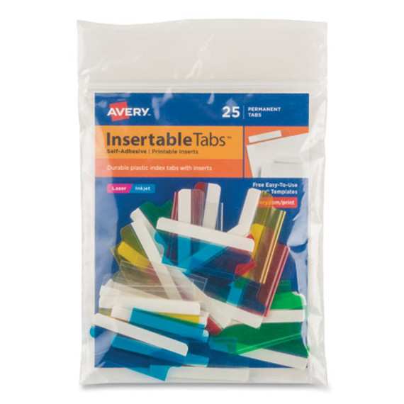 Insertable Index Tabs With Printable Inserts, 1/5-cut, Assorted Colors, 1.5" Wide, 25/pack