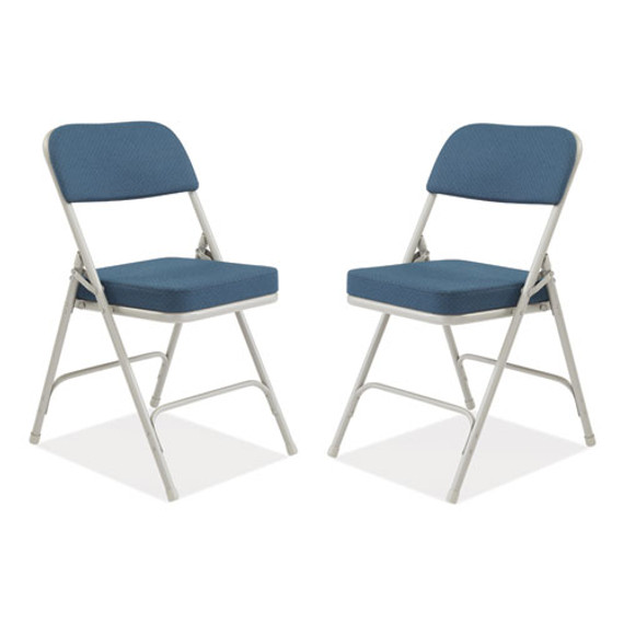 3200 Series Fabric Dual-hinge Folding Chair, Supports Up To 300 Lb, Regal Blue Seat, Regal Blue Back, Gray Base, 2/carton