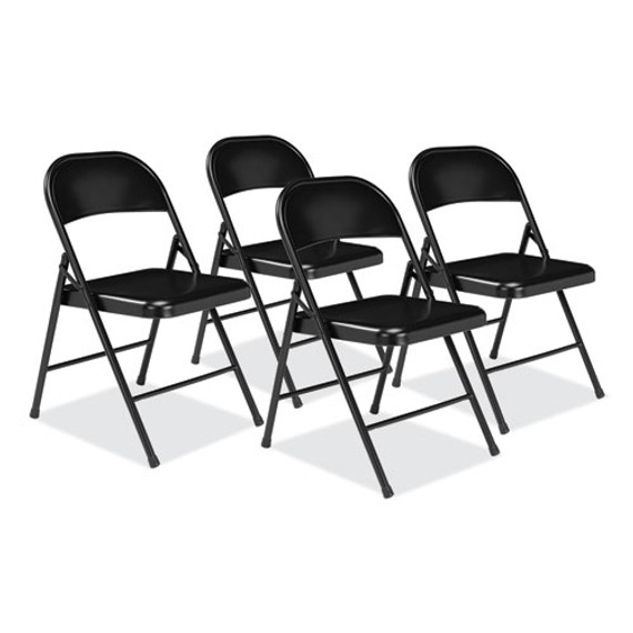 900 Series All-steel Folding Chair, Supports Up To 250 Lb, 17.75" Seat Height, Black Seat, Black Back, Black Base, 4/carton