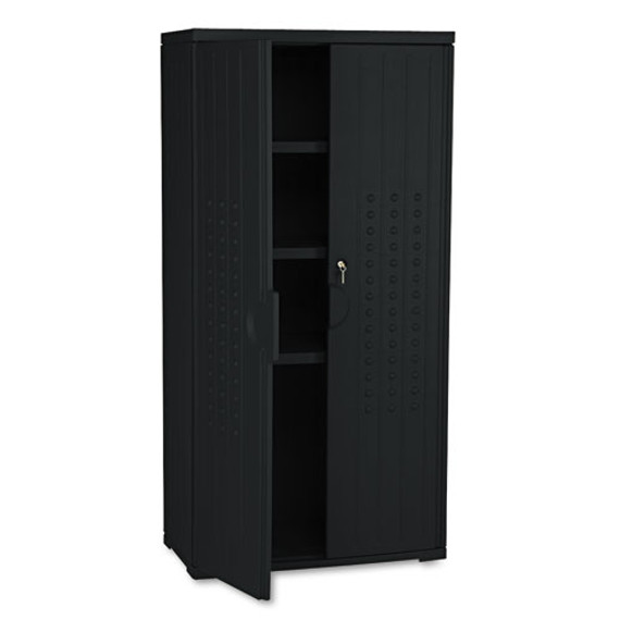 Rough N Ready Storage Cabinet, Three-shelf, 33w X 18d X 66h, Black